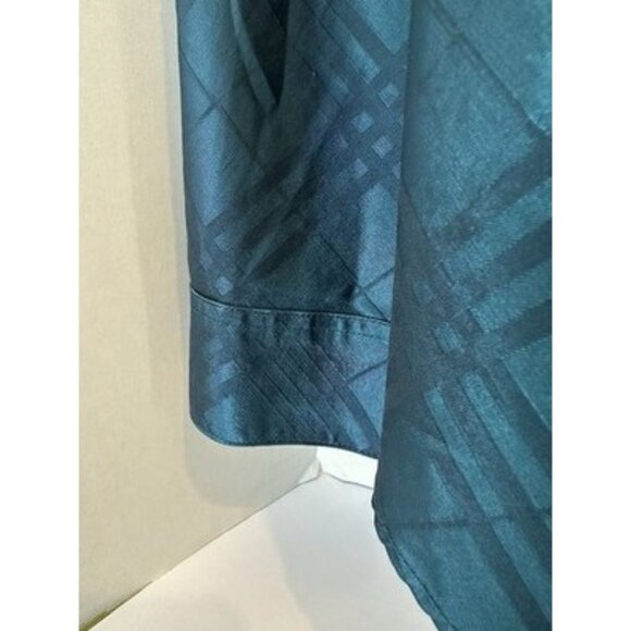 Coldwater Creek Shiny Formal Blouse Womens 2XL Teal Blue Light Texture Zip Front - Picture 9 of 9